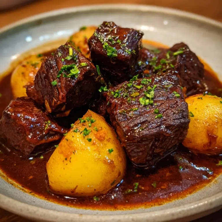Slow Cooker Garlic Butter Beef Bites & Potatoes Recipe