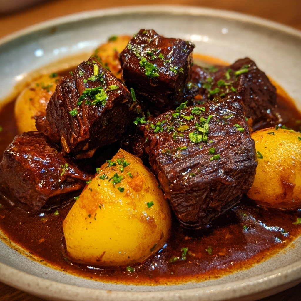 Slow Cooker Garlic Butter Beef Bites & Potatoes Recipe - Recipe Image