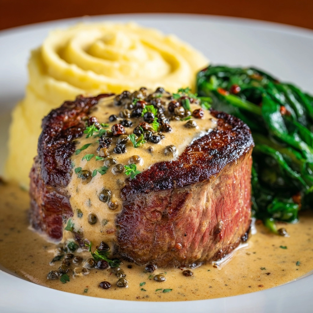 Filet Mignon with Creamy Peppercorn Sauce Recipe - Recipe Image