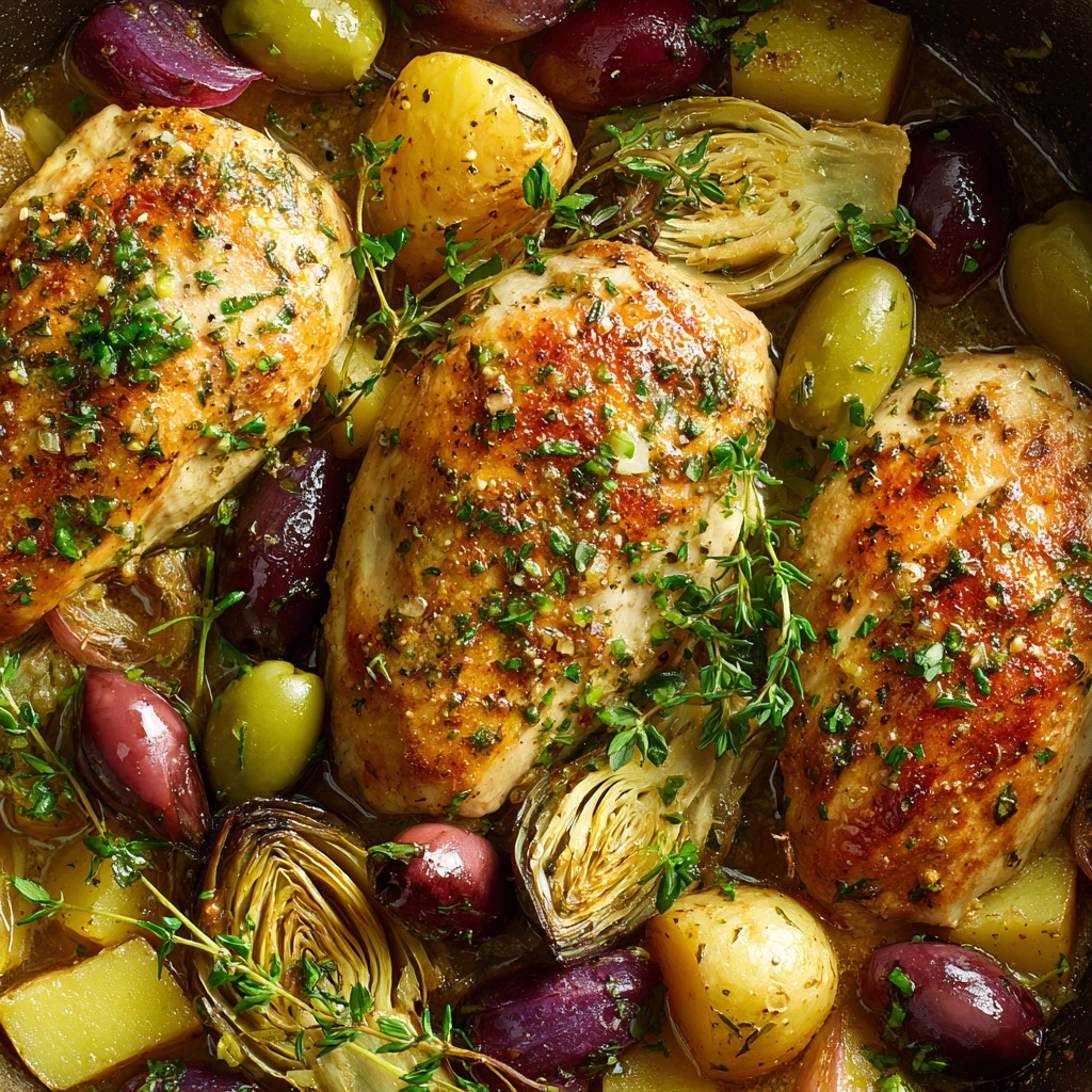 Mediterranean Lemon Chicken with Artichokes & Olives Recipe - Recipe Image