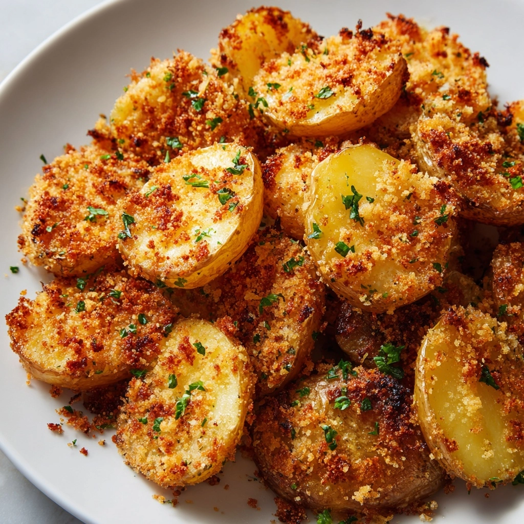 Crispy Garlic Parmesan Crusted Potatoes Recipe - Recipe Image