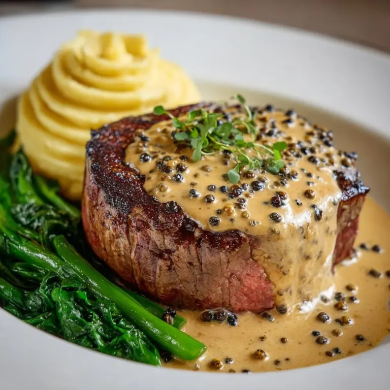 Filet Mignon with Creamy Peppercorn Sauce Recipe