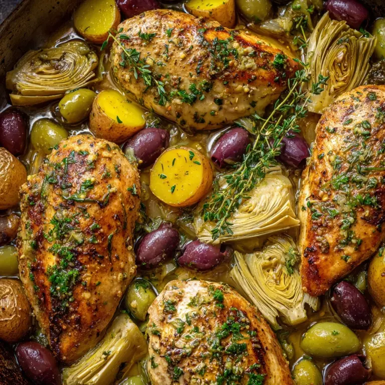 Mediterranean Lemon Chicken with Artichokes & Olives Recipe