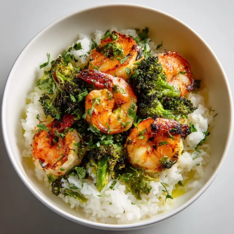 Honey Garlic Shrimp Bowls with Roasted Broccoli Recipe