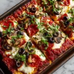 Vegan Pan Pizza with Green Olives and Mushrooms Recipe