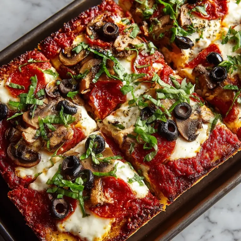 Vegan Pan Pizza with Green Olives and Mushrooms Recipe