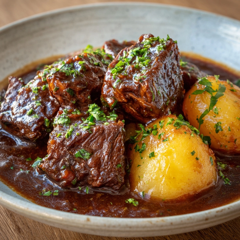 Slow Cooker Garlic Butter Beef Bites & Potatoes Recipe - Recipe Image