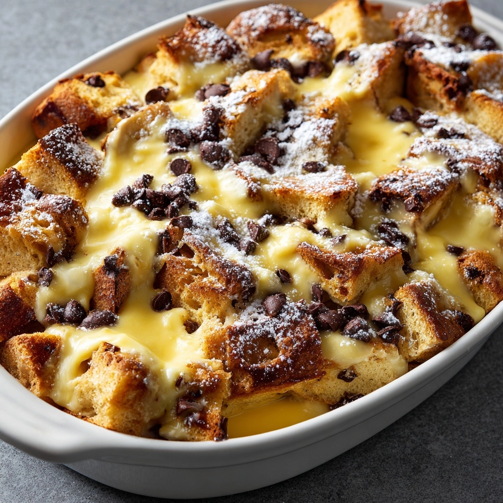 Chocolate Chip Bread Pudding with Cream Sauce Recipe - Recipe Image