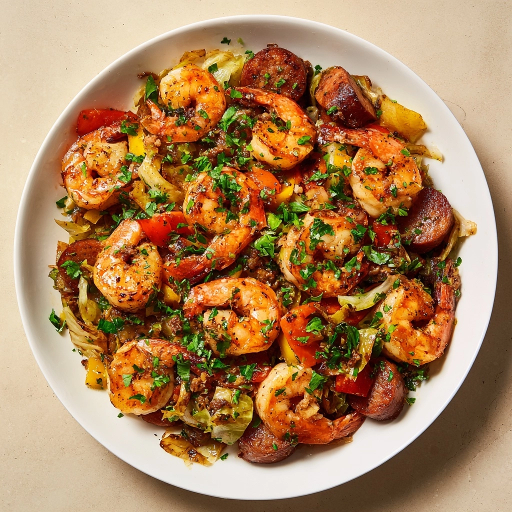 Fried Cabbage with Shrimp & Sausage Recipe - Recipe Image