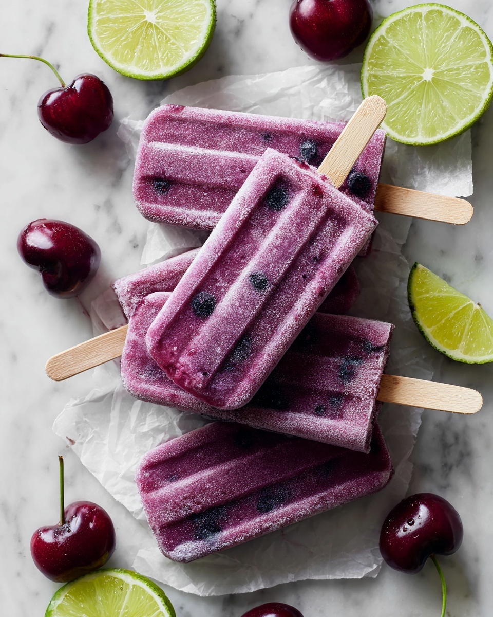 Cherry Lime Ice Pops Recipe - Recipe Image