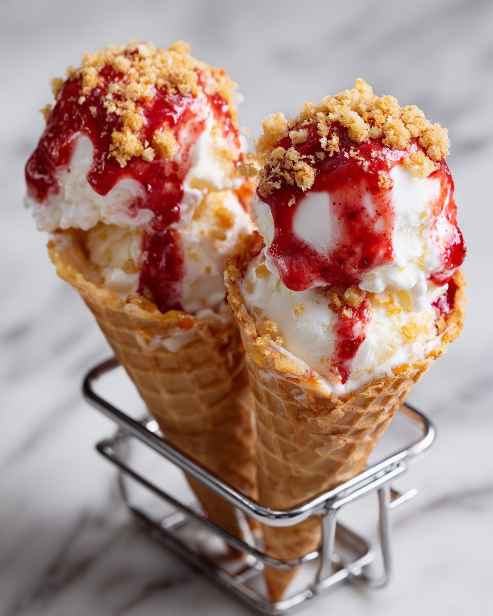 Strawberry Crunch Cheesecake Cones Recipe - Recipe Image