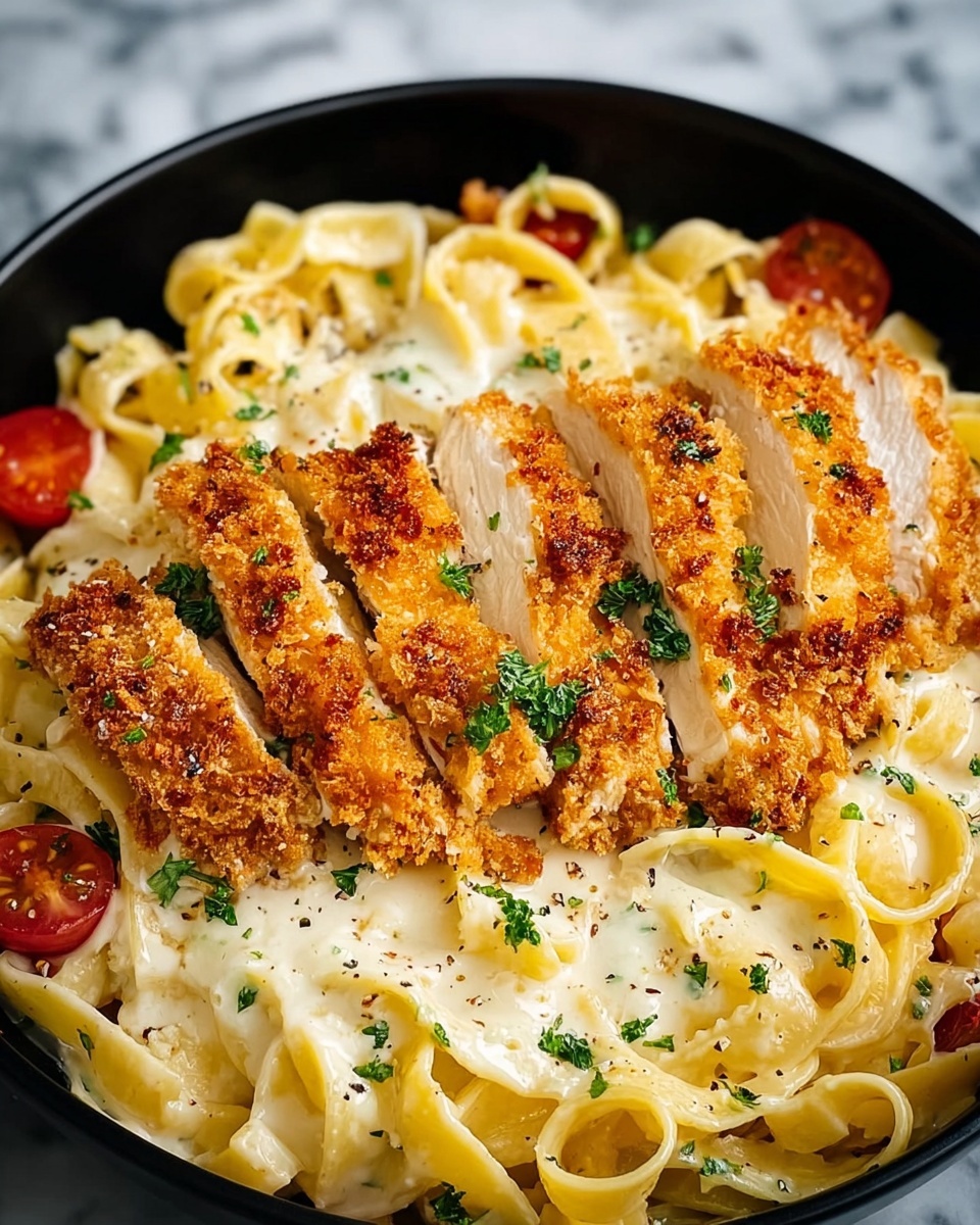 Crispy Chicken Fettuccine Alfredo Recipe - Recipe Image