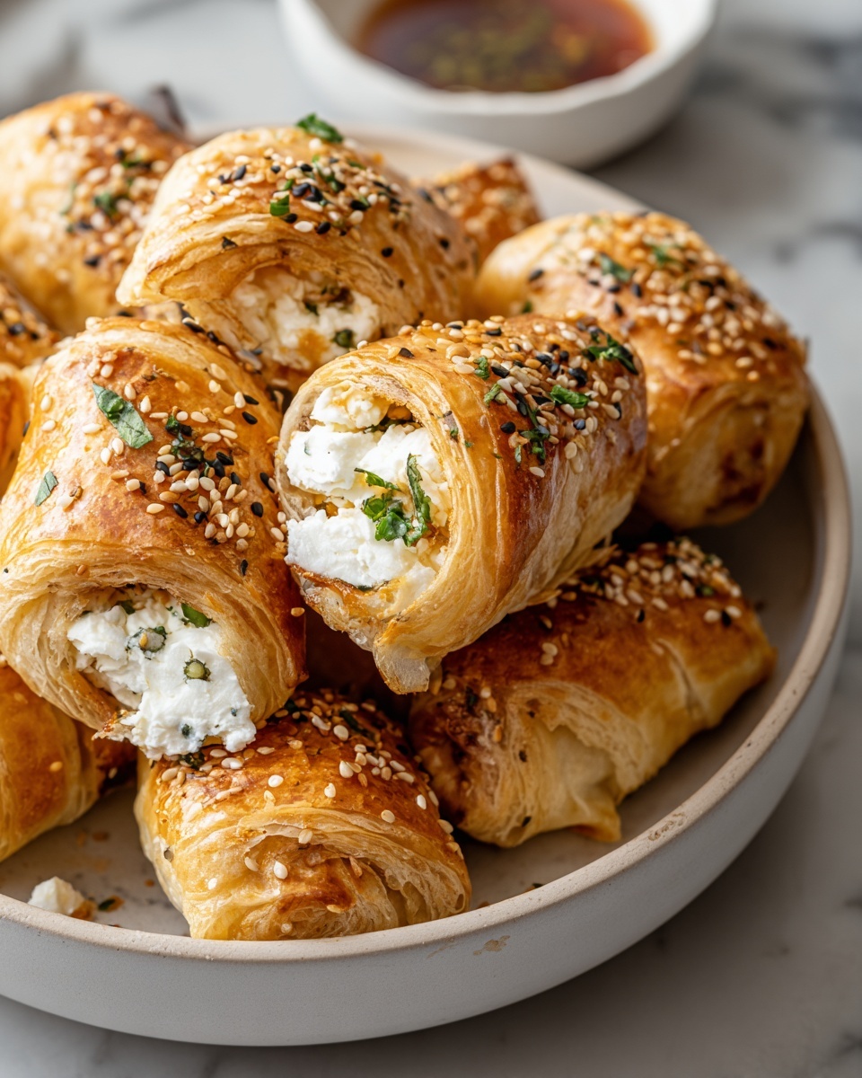 Oven Fried Feta Rolls with Chili Honey Recipe - Recipe Image