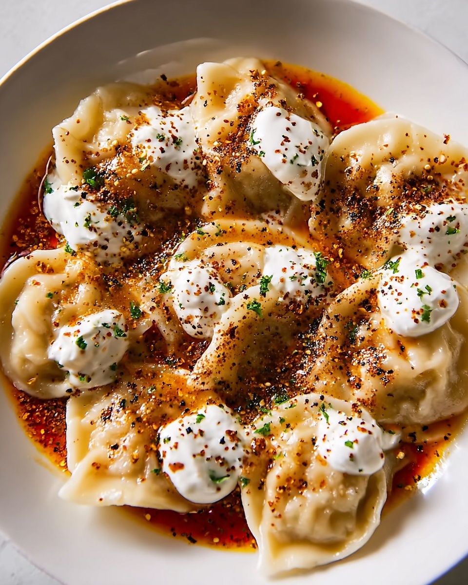 Turkish Dumplings with Garlicky Yogurt and Spiced Oil Recipe - Recipe Image