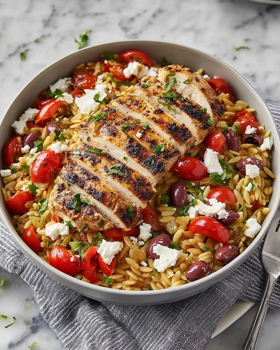 Healthy Mediterranean Chicken Orzo Recipe - Recipe Image