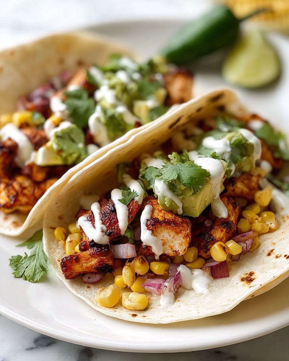Fiery Street Corn Chicken Tacos Recipe - Recipe Image