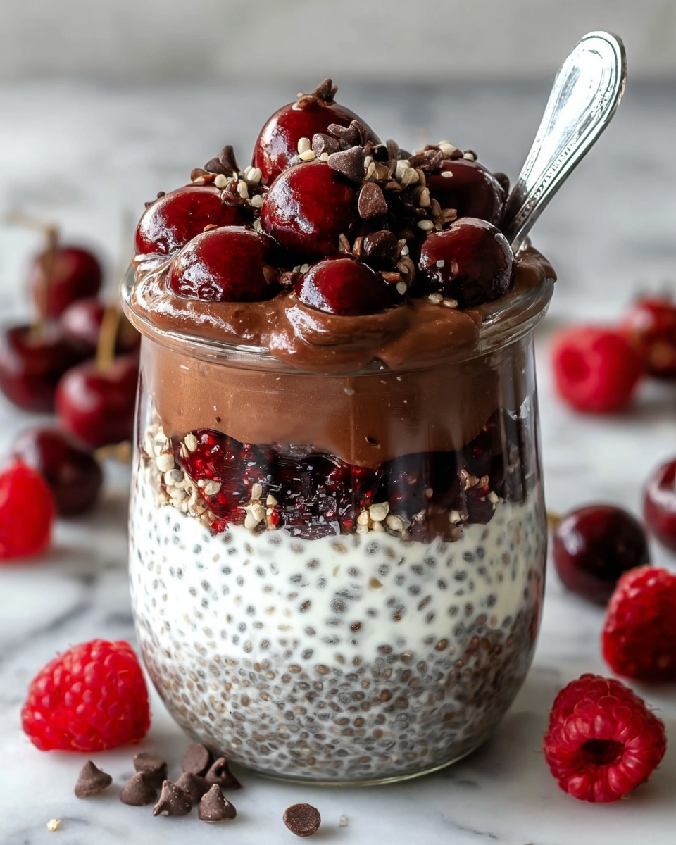 Layered Black Forest Overnight Oats Recipe - Recipe Image