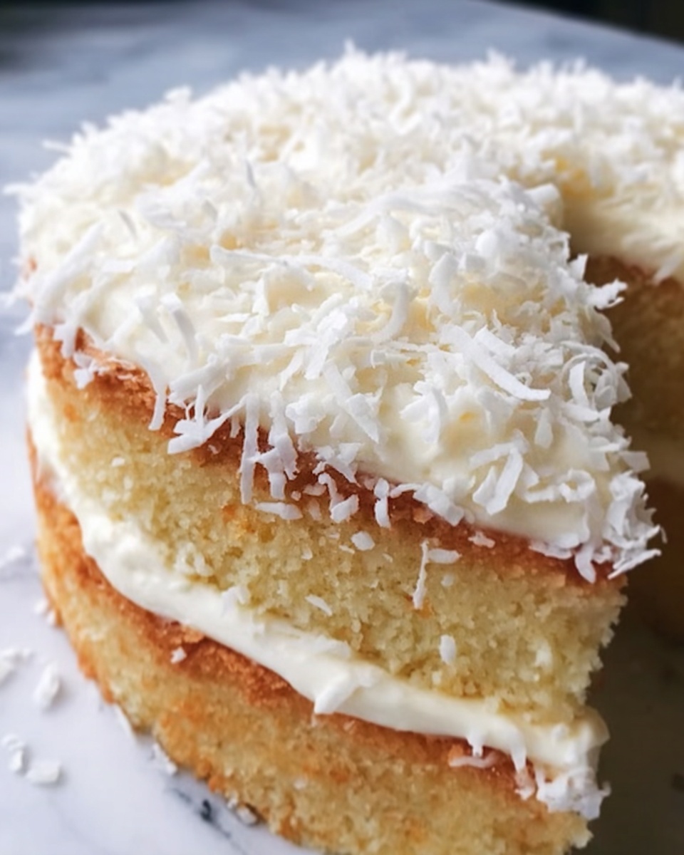 Heavenly White Chocolate Coconut Cake Recipe - Recipe Image