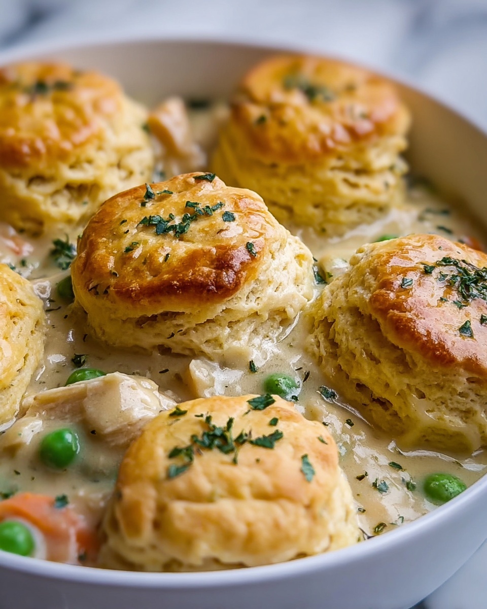 Chicken Pot Pie with Cheddar Chive Biscuits Recipe - Recipe Image