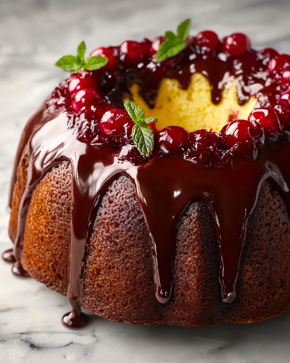 Cherry Chocolate Cream Cheese Bundt Cake Recipe - Recipe Image
