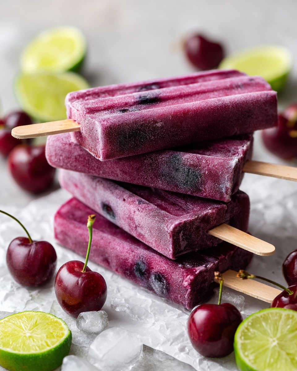 Cherry Lime Ice Pops Recipe - Recipe Image
