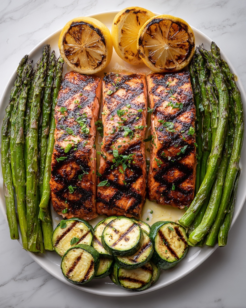 Grilled Salmon & Vegetables Recipe - Recipe Image