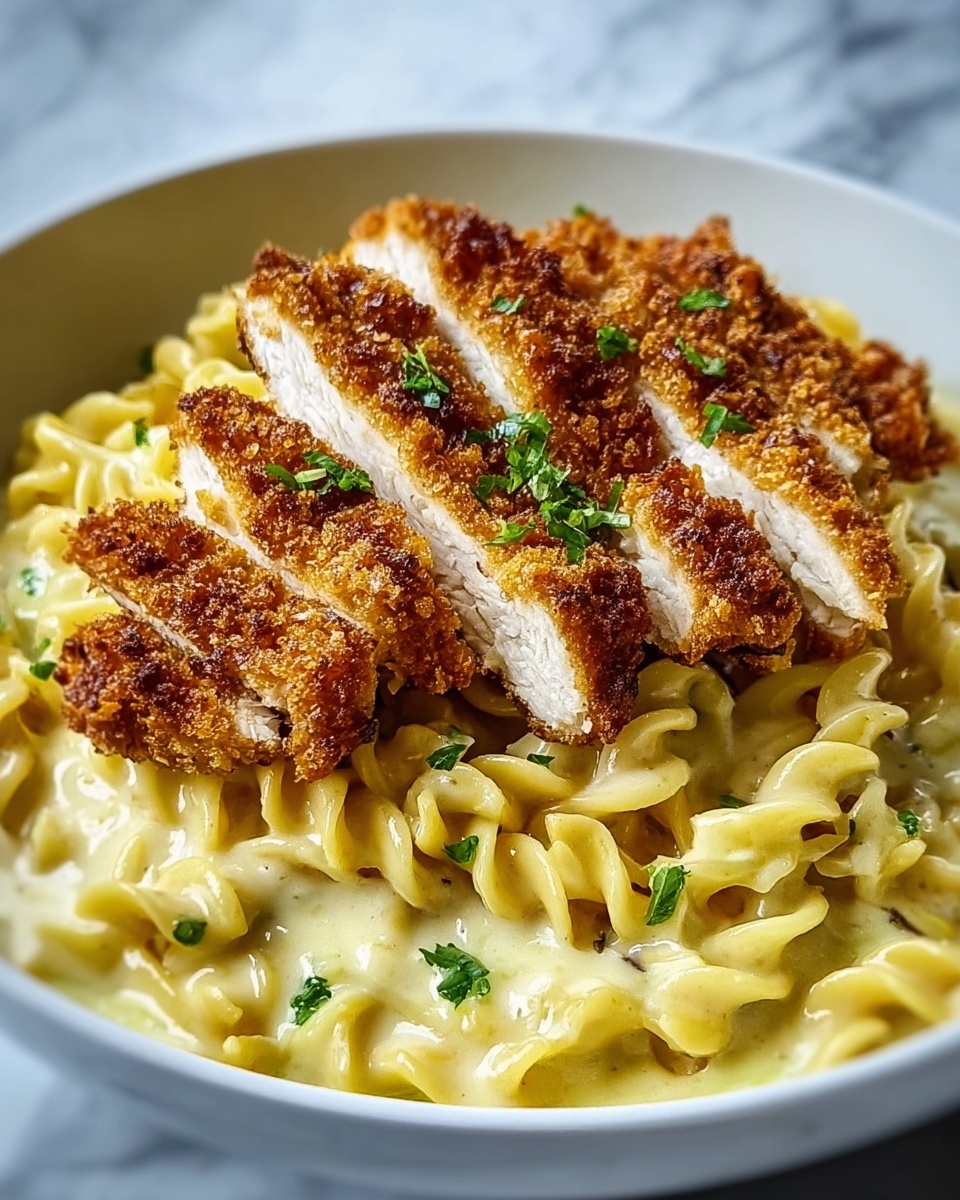 Crispy Chicken with Creamy Pasta Recipe - Recipe Image