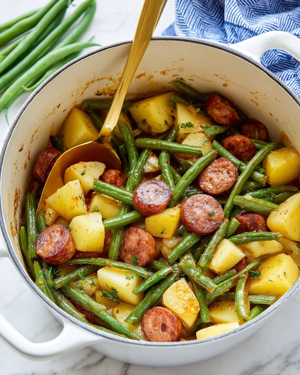 One Pot Smoked Sausage, Green Beans, and Potatoes Recipe - Recipe Image