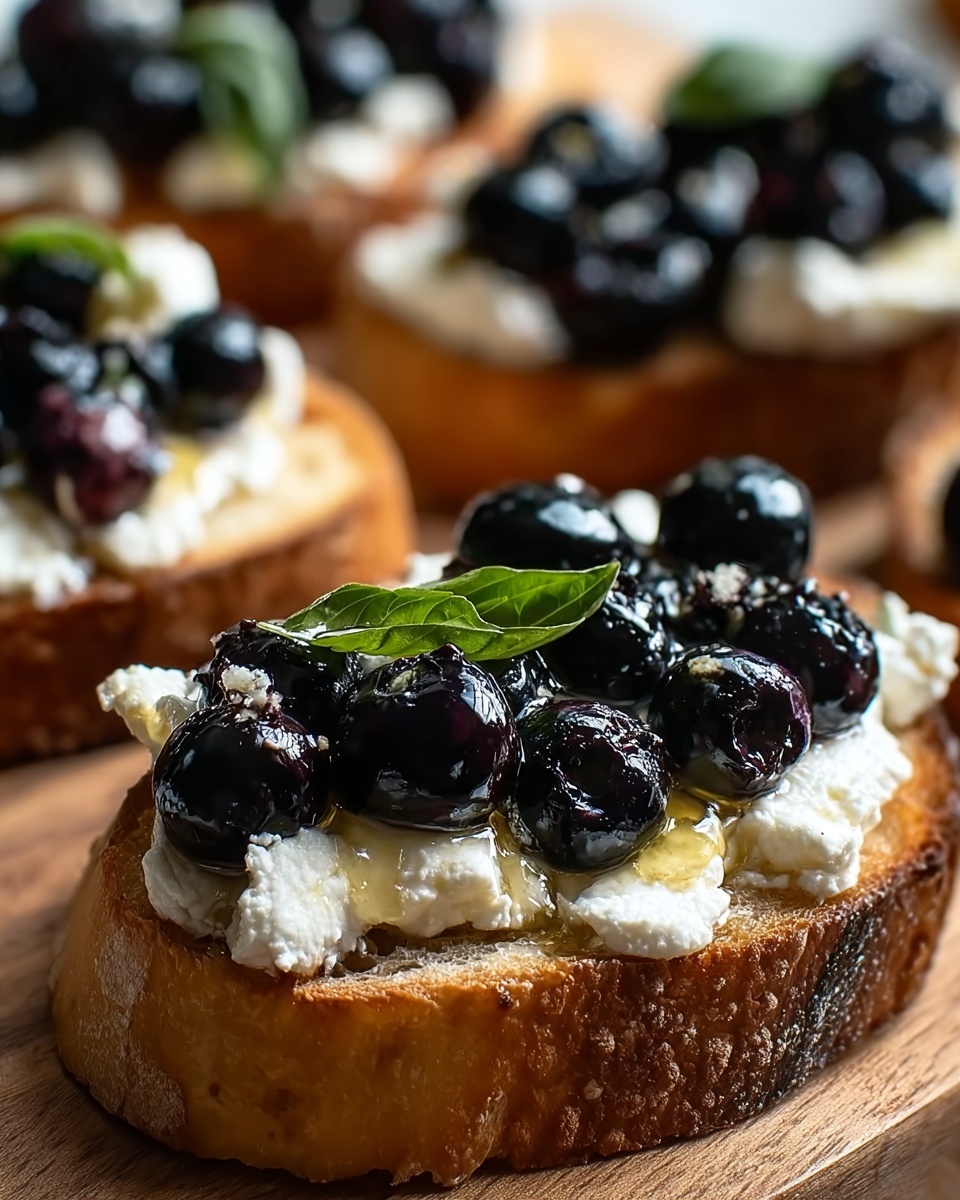 Balsamic Blueberry Goat Cheese Crostinis Recipe - Recipe Image