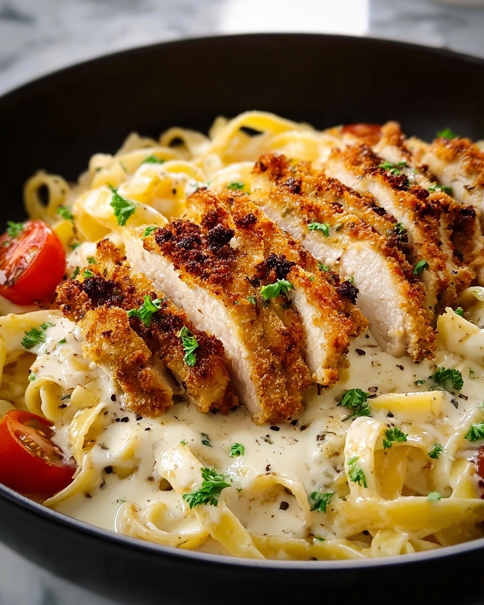 Crispy Chicken Fettuccine Alfredo Recipe - Recipe Image