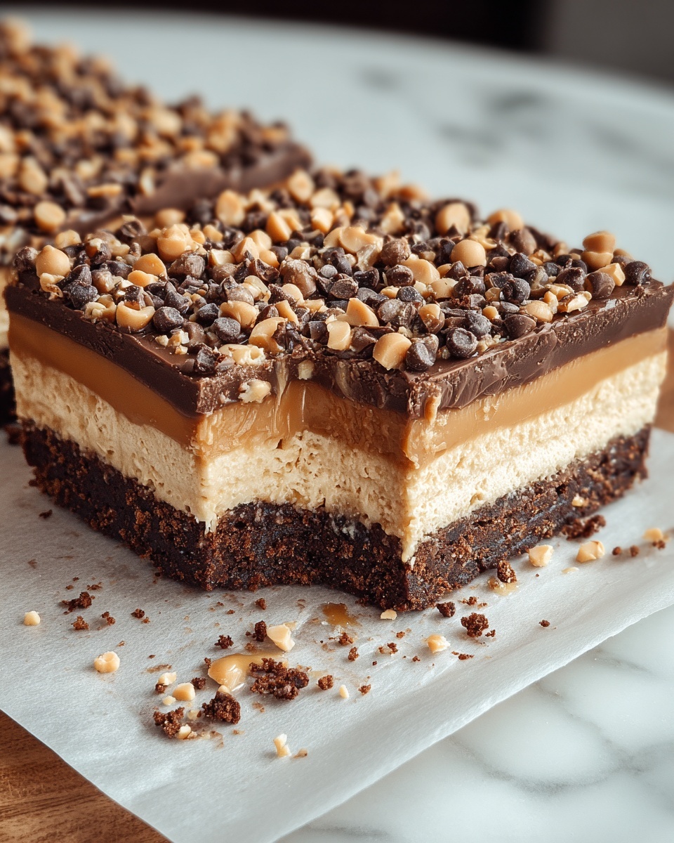 Chocolate Peanut Butter Cheesecake Bars Recipe - Recipe Image