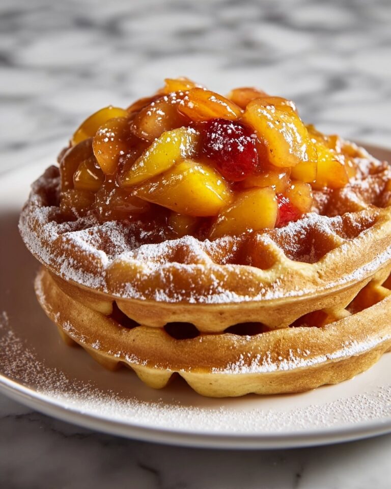 French Toast Waffles with Peach Sauce Recipe