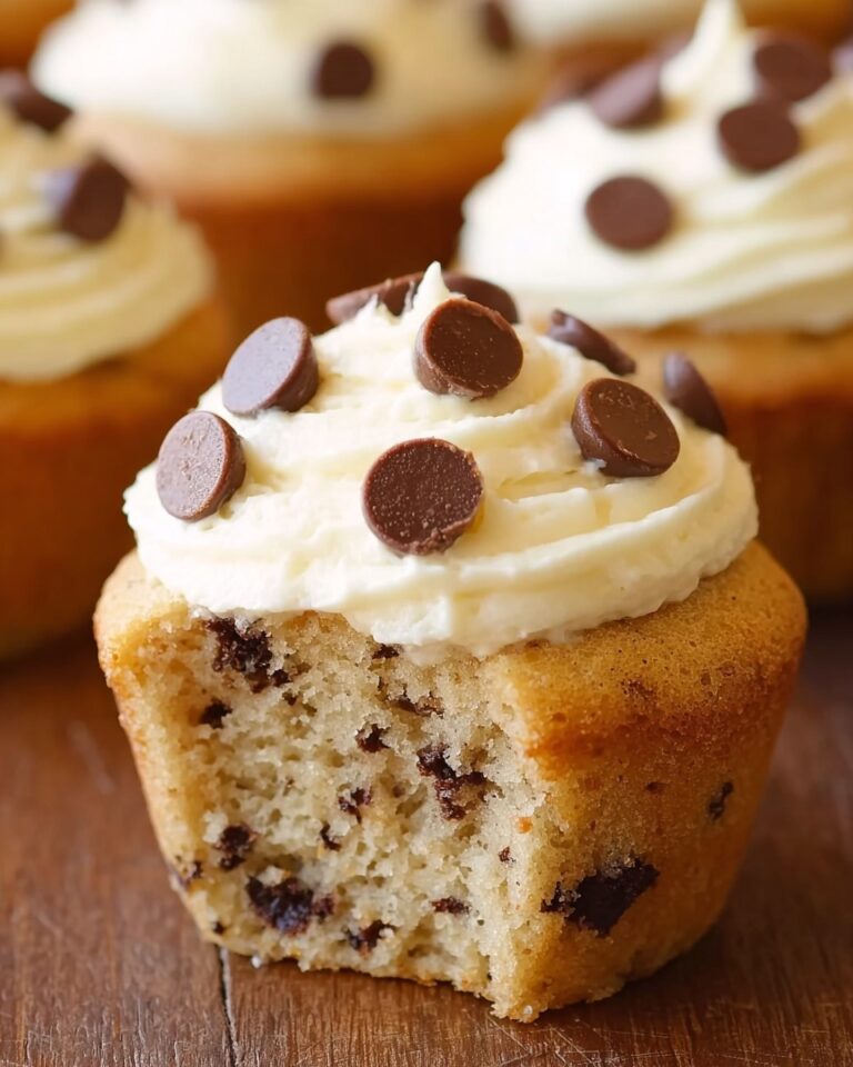 Cookie Dough Cupcakes with Cream Cheese Frosting and Chocolate Chips Recipe