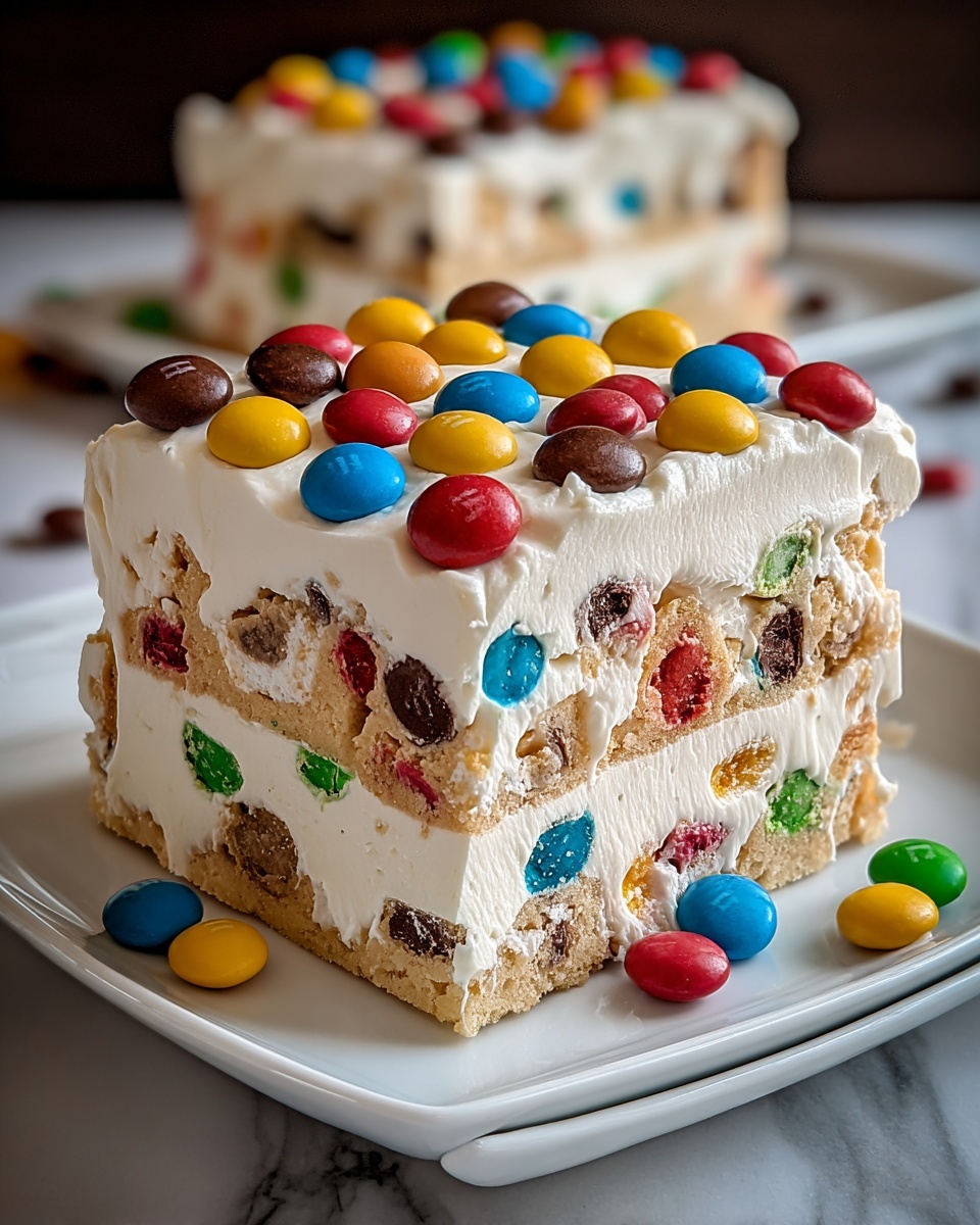 M&M Ice Cream Sandwich Cake Recipe - Recipe Image