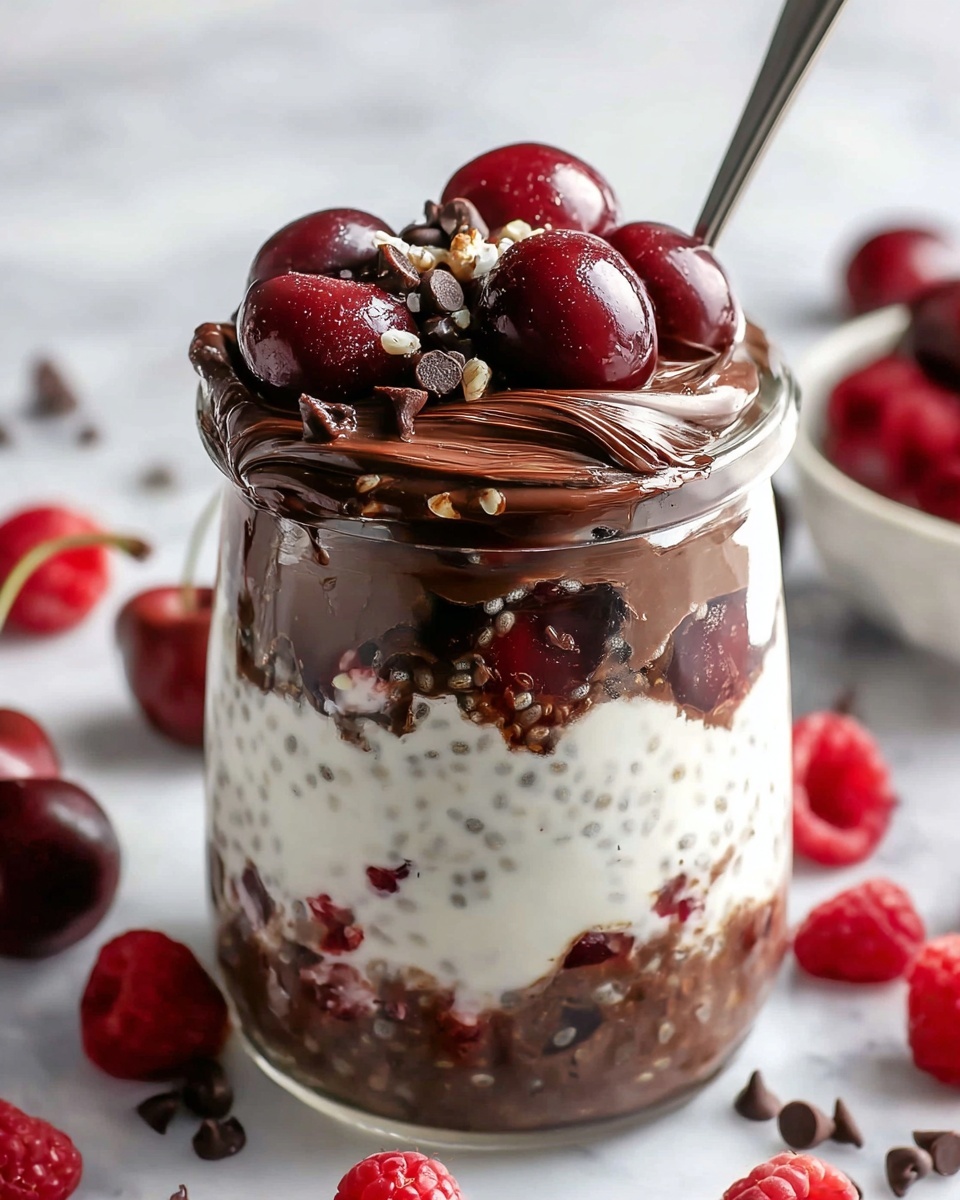 Layered Black Forest Overnight Oats Recipe - Recipe Image