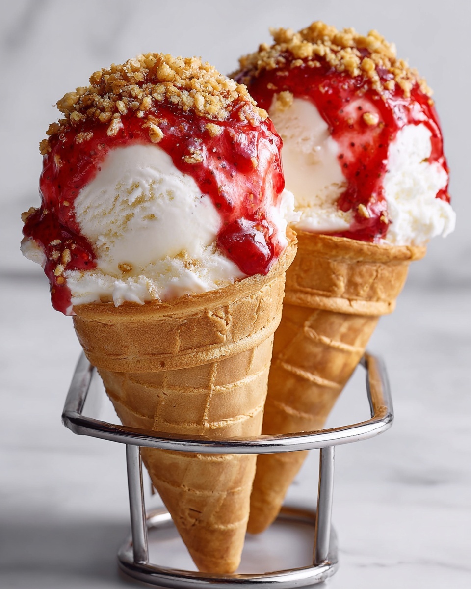 Strawberry Crunch Cheesecake Cones Recipe - Recipe Image