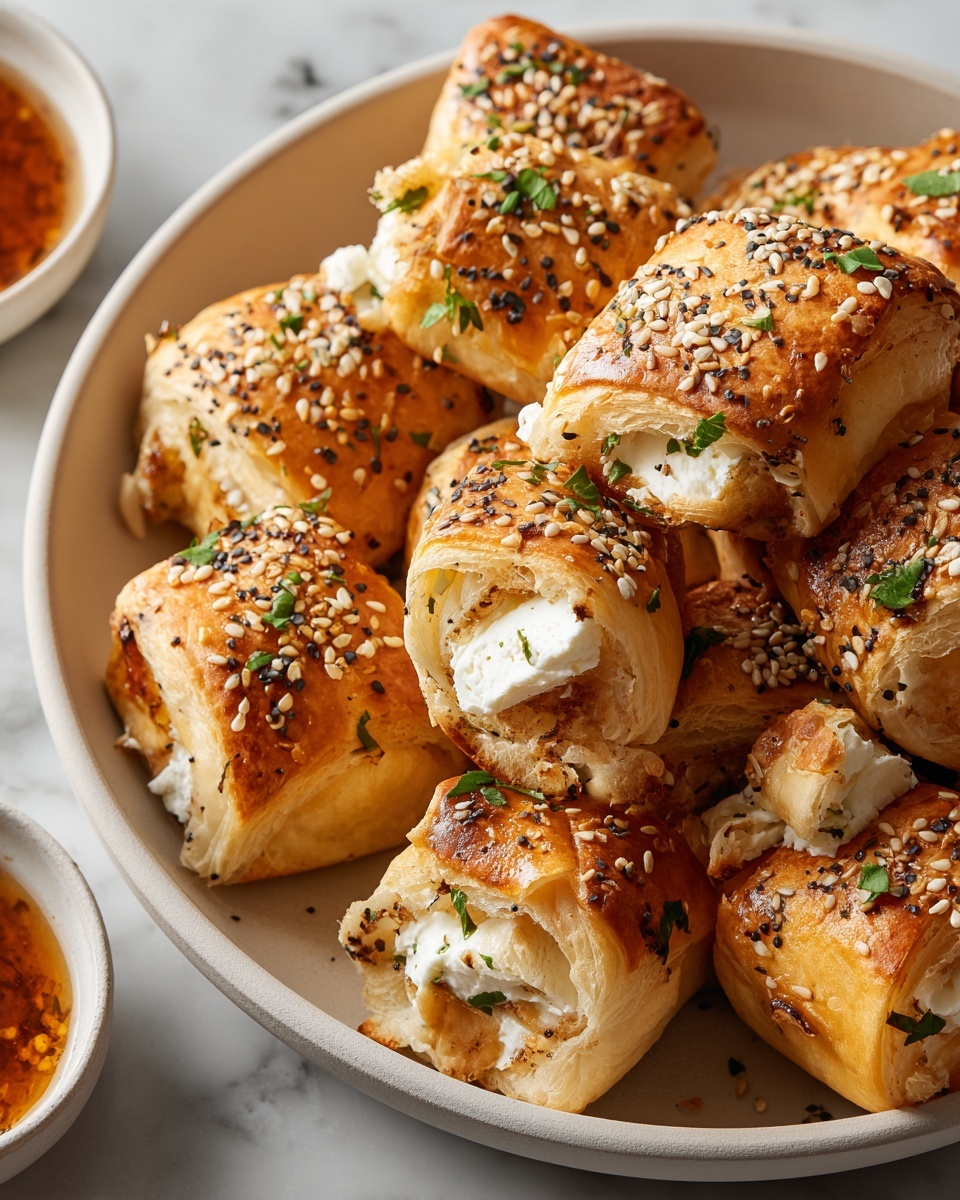 Oven Fried Feta Rolls with Chili Honey Recipe - Recipe Image