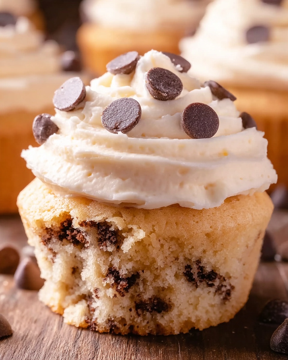 Cookie Dough Cupcakes with Cream Cheese Frosting and Chocolate Chips Recipe - Recipe Image