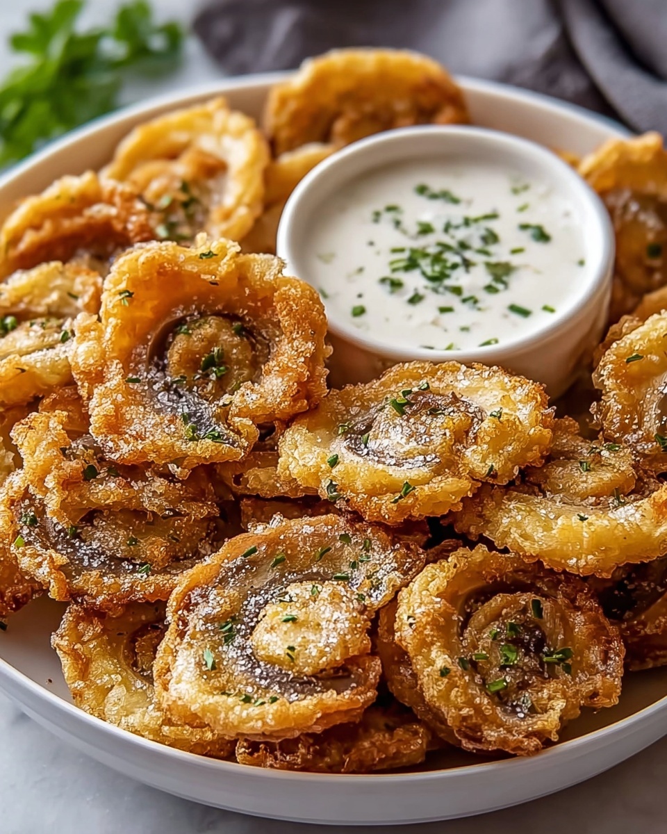 Fried Sliced Mushrooms with Ranch Dipping Sauce Recipe - Recipe Image