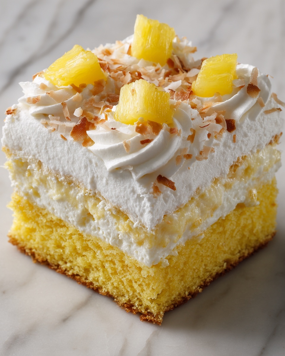 Hawaiian Pineapple Coconut Poke Cake Recipe - Recipe Image
