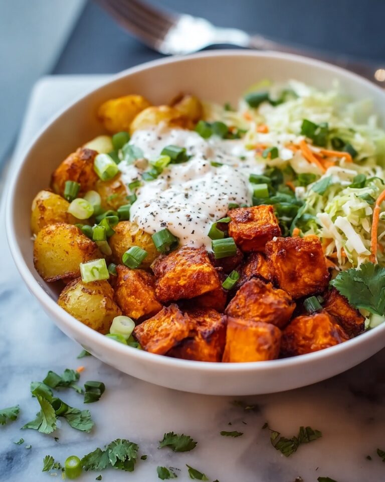 Buffalo Chicken Bowl with Crispy Potatoes and Shaved Brussels Sprouts Recipe