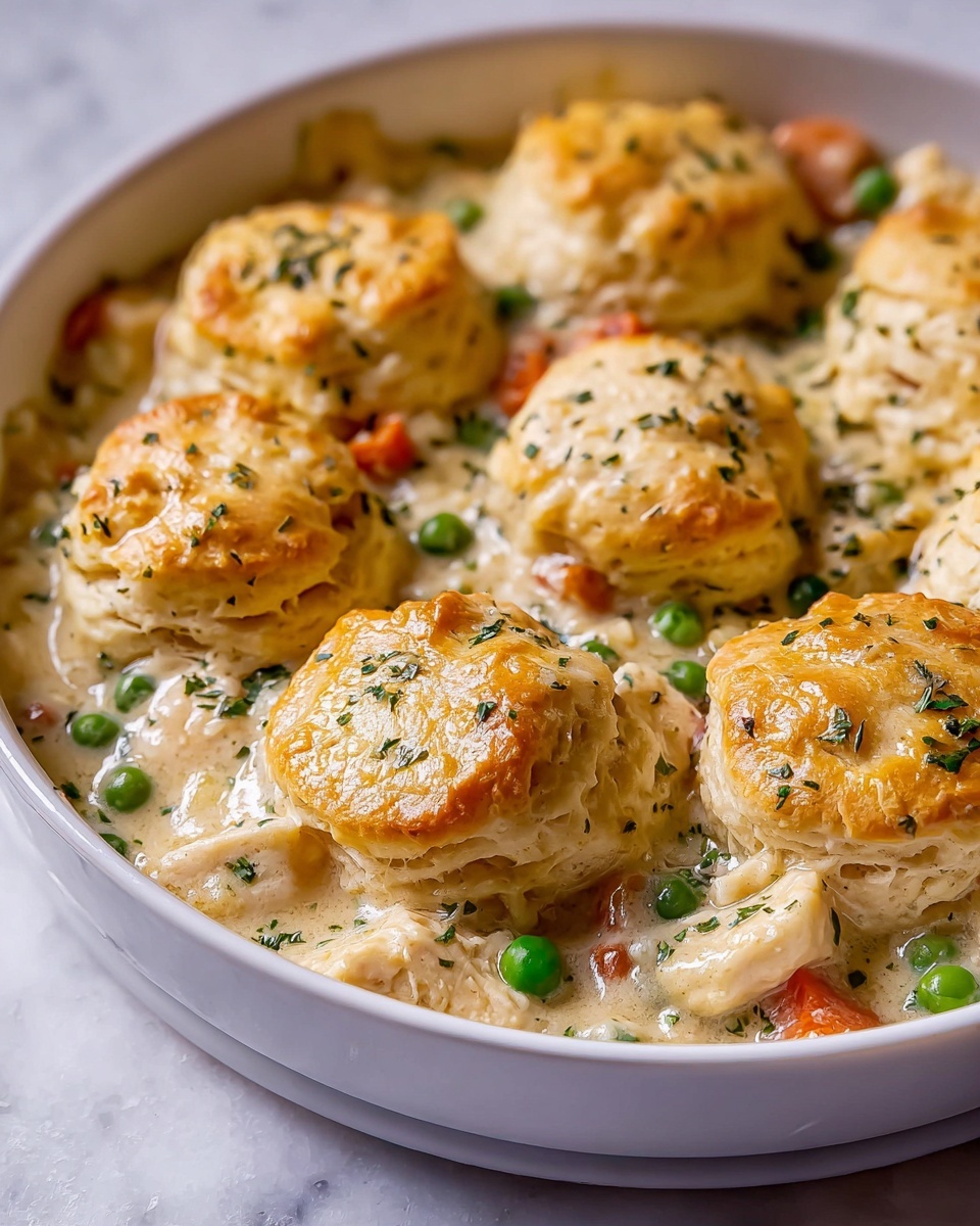 Chicken Pot Pie with Cheddar Chive Biscuits Recipe - Recipe Image