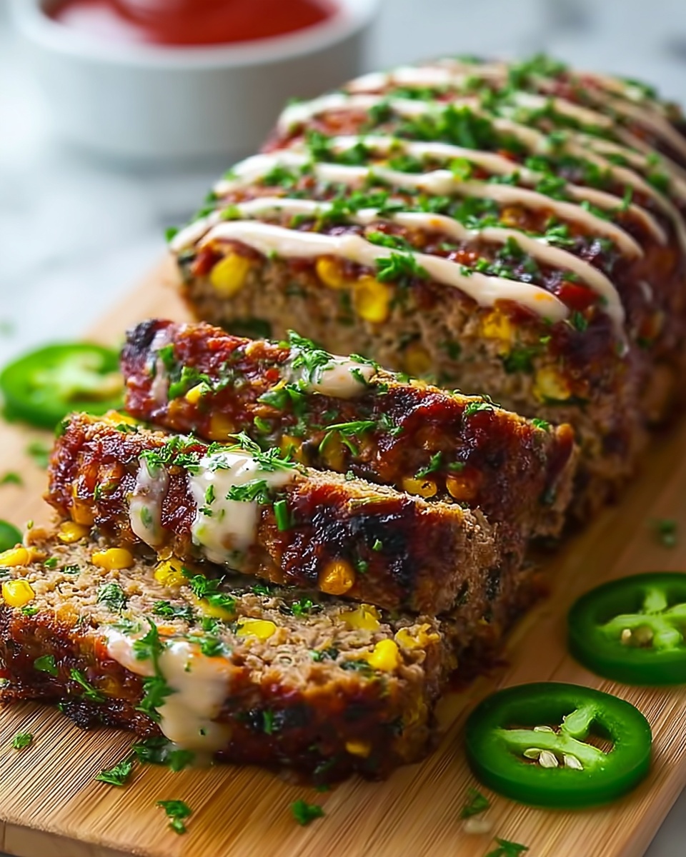 Smoky Jalapeño Popper Meatloaf with Creamy Ranch Drizzle Recipe - Recipe Image