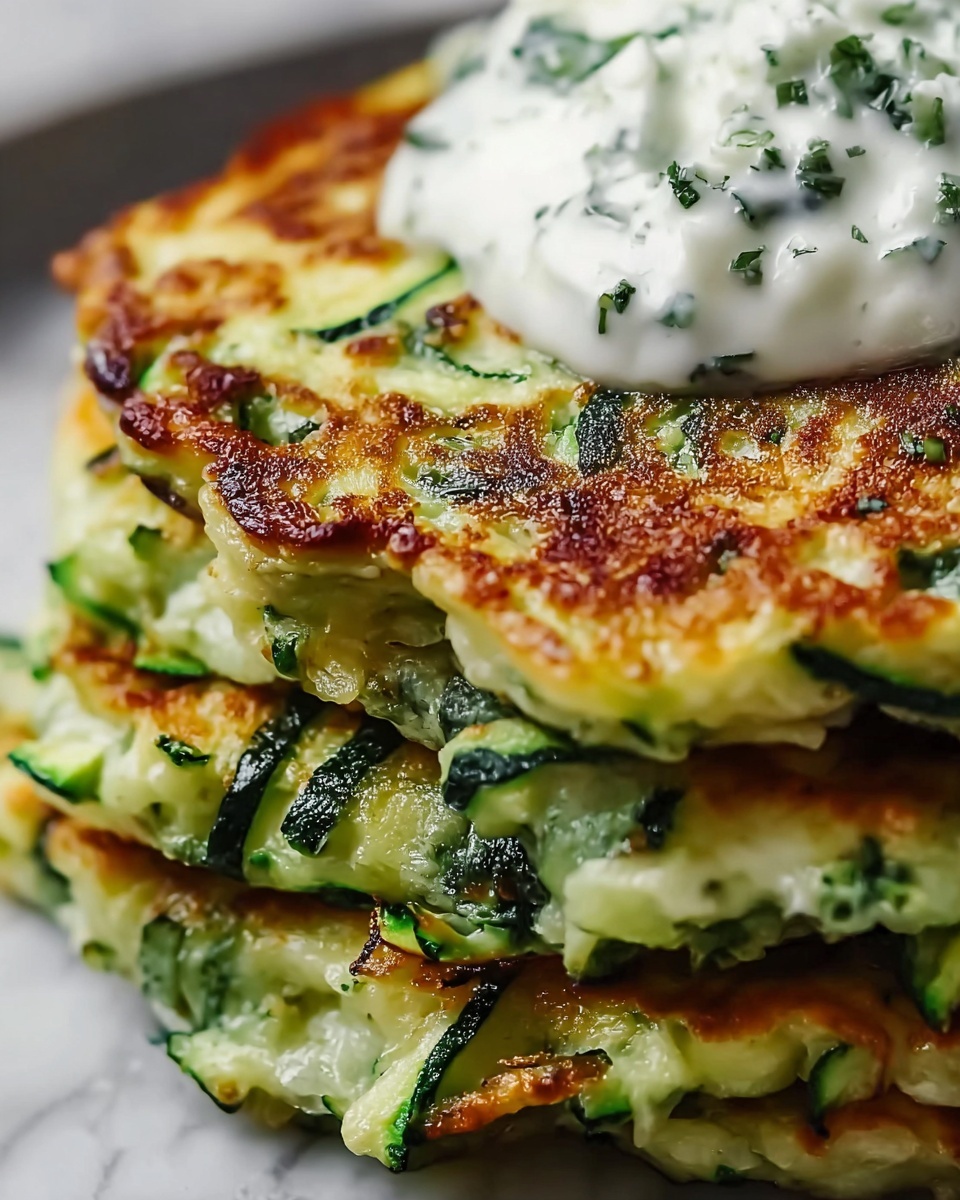 Zucchini, Feta, and Spinach Fritters with Garlic Tzatziki Recipe - Recipe Image
