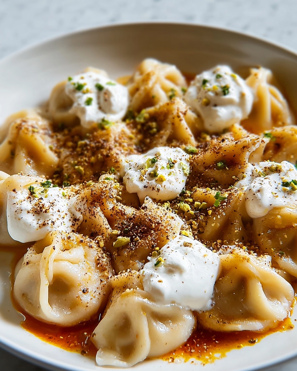 Turkish Dumplings with Garlicky Yogurt and Spiced Oil Recipe - Recipe Image