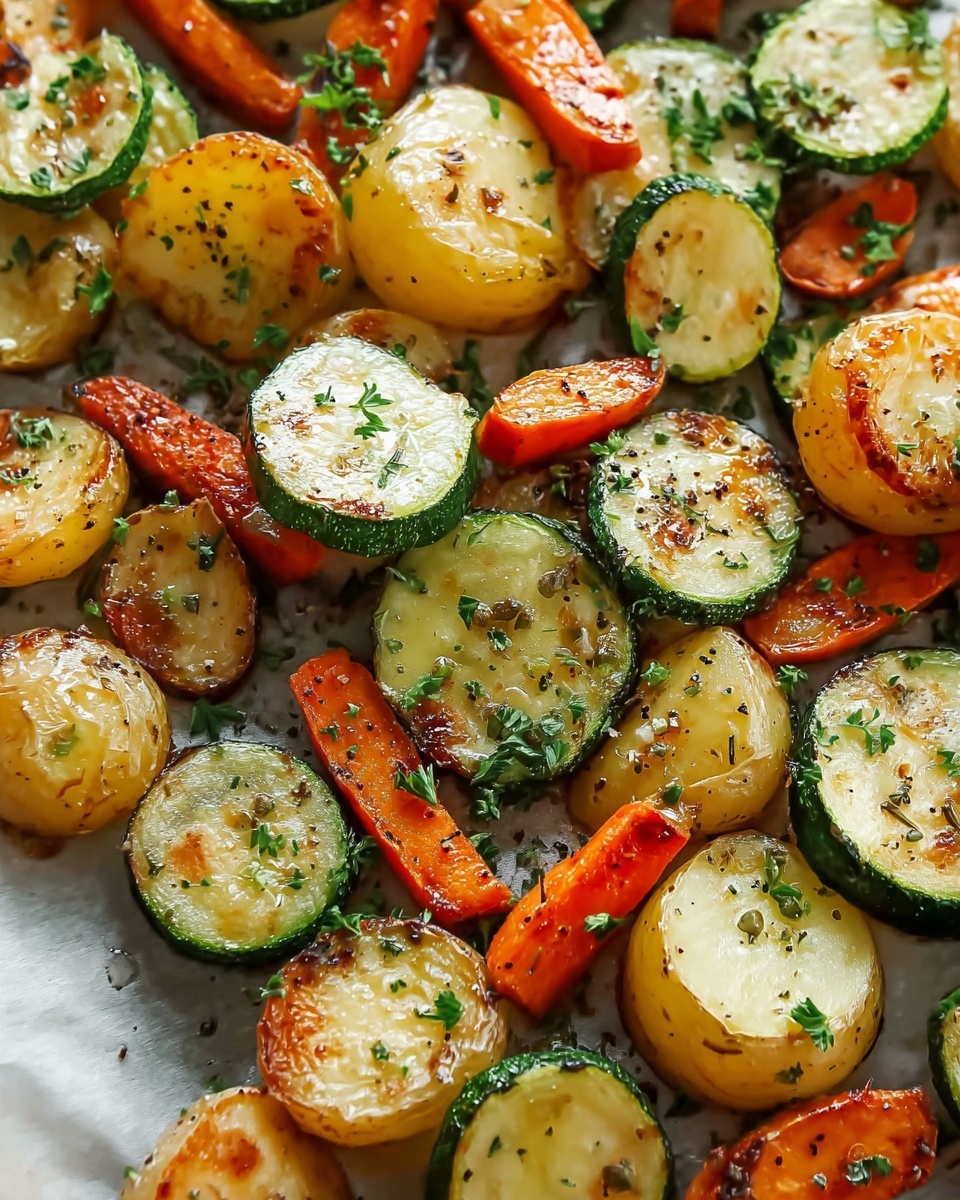 Garlic Herb Roasted Potatoes, Carrots, and Zucchini Recipe - Recipe Image