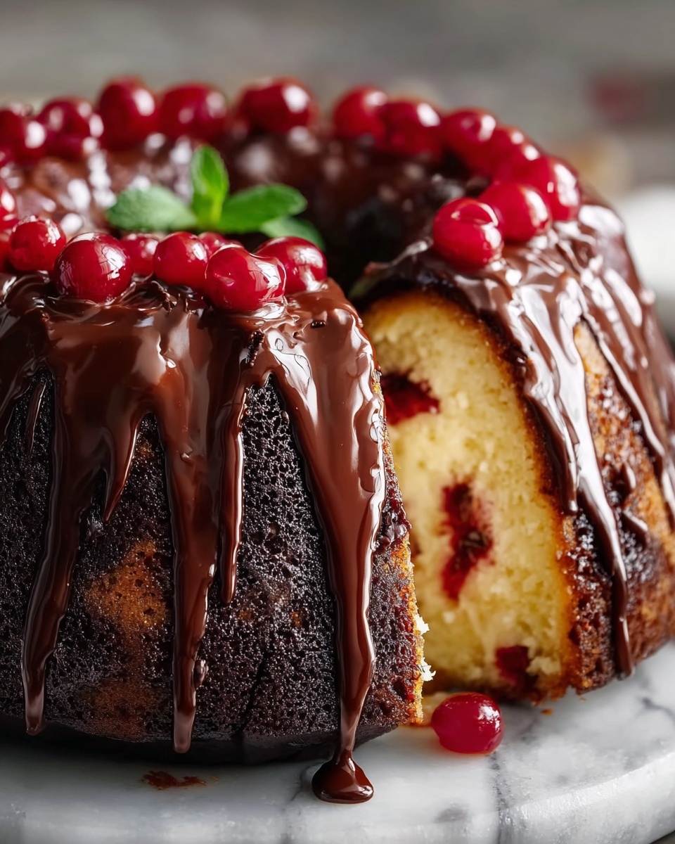 Cherry Chocolate Cream Cheese Bundt Cake Recipe - Recipe Image