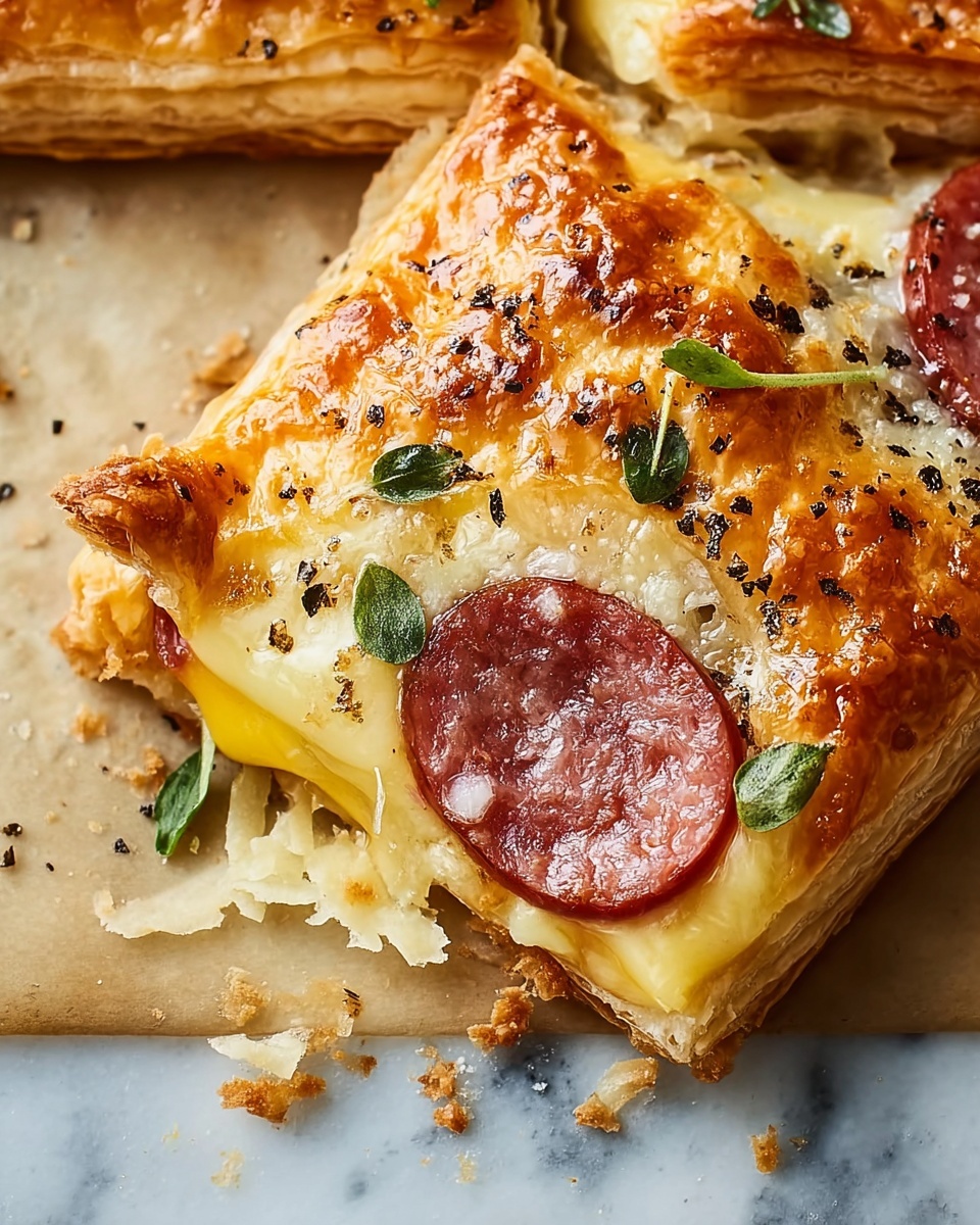 Salami and Cheese Pastry Pockets Recipe - Recipe Image