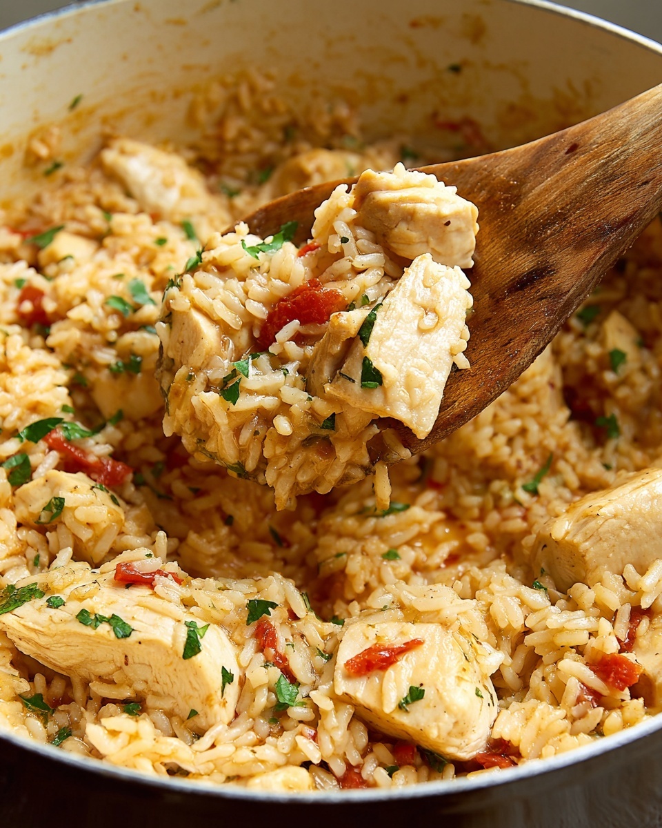 Easy One Pot Queso Chicken and Rice Recipe - Recipe Image