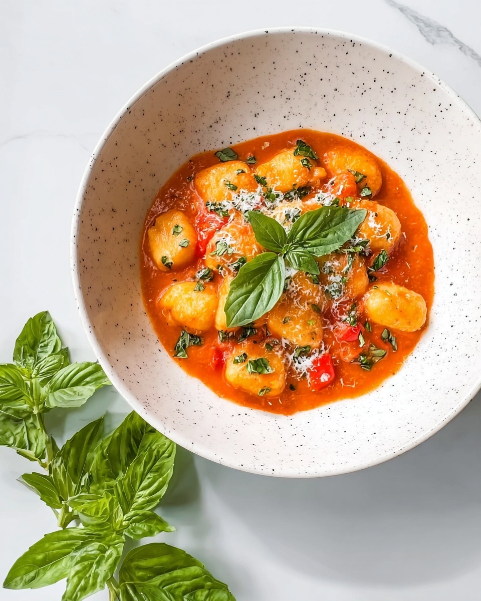 Homemade Tomato Red Pepper Gnocchi with Fresh Flavors Recipe - Recipe Image